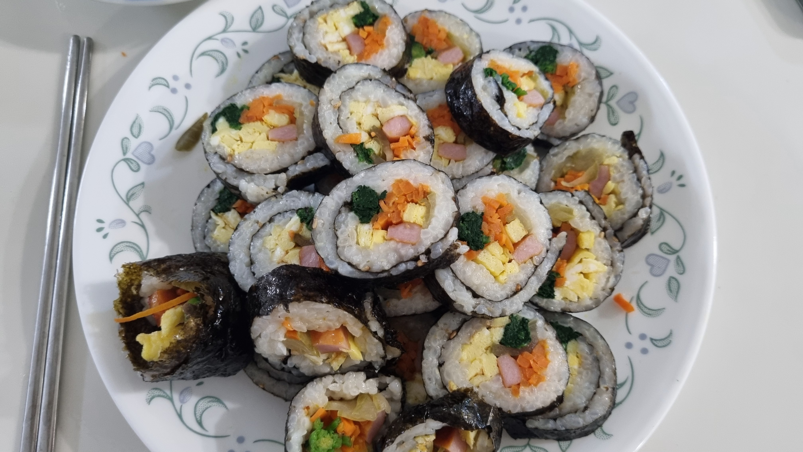 Homemade Korean gimbap made with love by wife for family