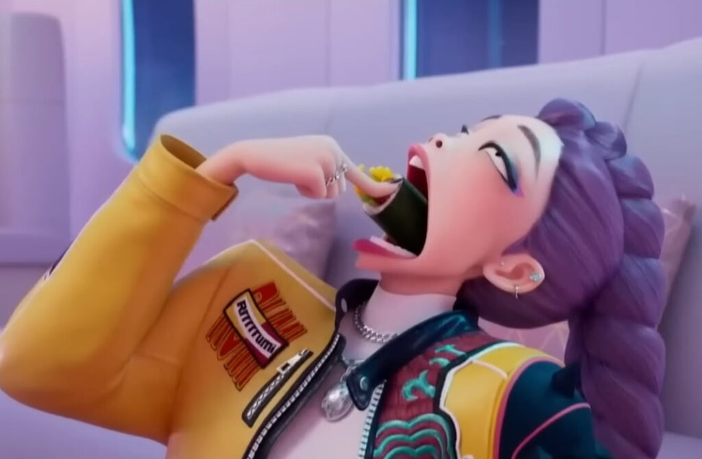 The scene where Romi eats kimbap : K-pop Demon Hunters