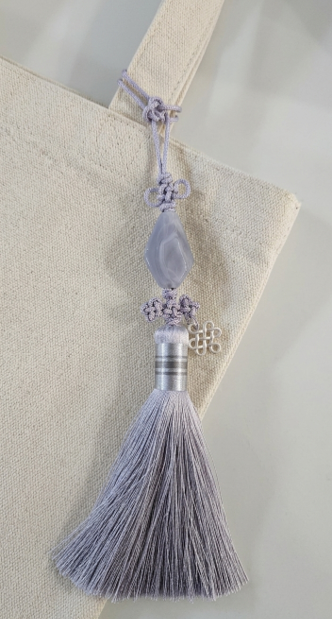 JOYHAN Korean maedeup norigae tassel charm attached to a tote bag as a bag charm